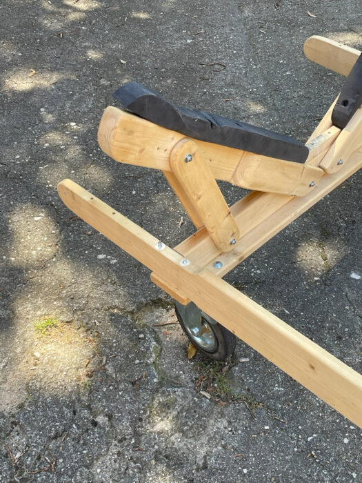 Close up of boat stand support arms.