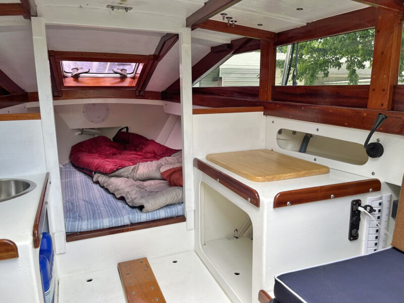 Forward half of the cabin on a Glen-L 19 sailboat