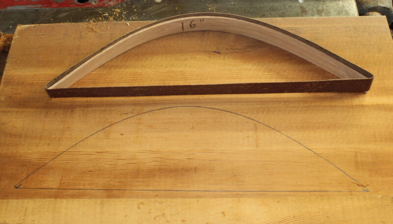 Template and drawn shape for a sanding bow.