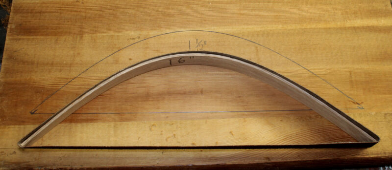 Marking the inside arc of a sanding bow.