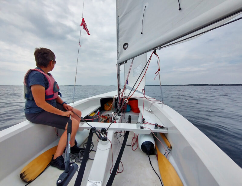 Cockpit of Wayfarer sailing dinghy Mark IV.